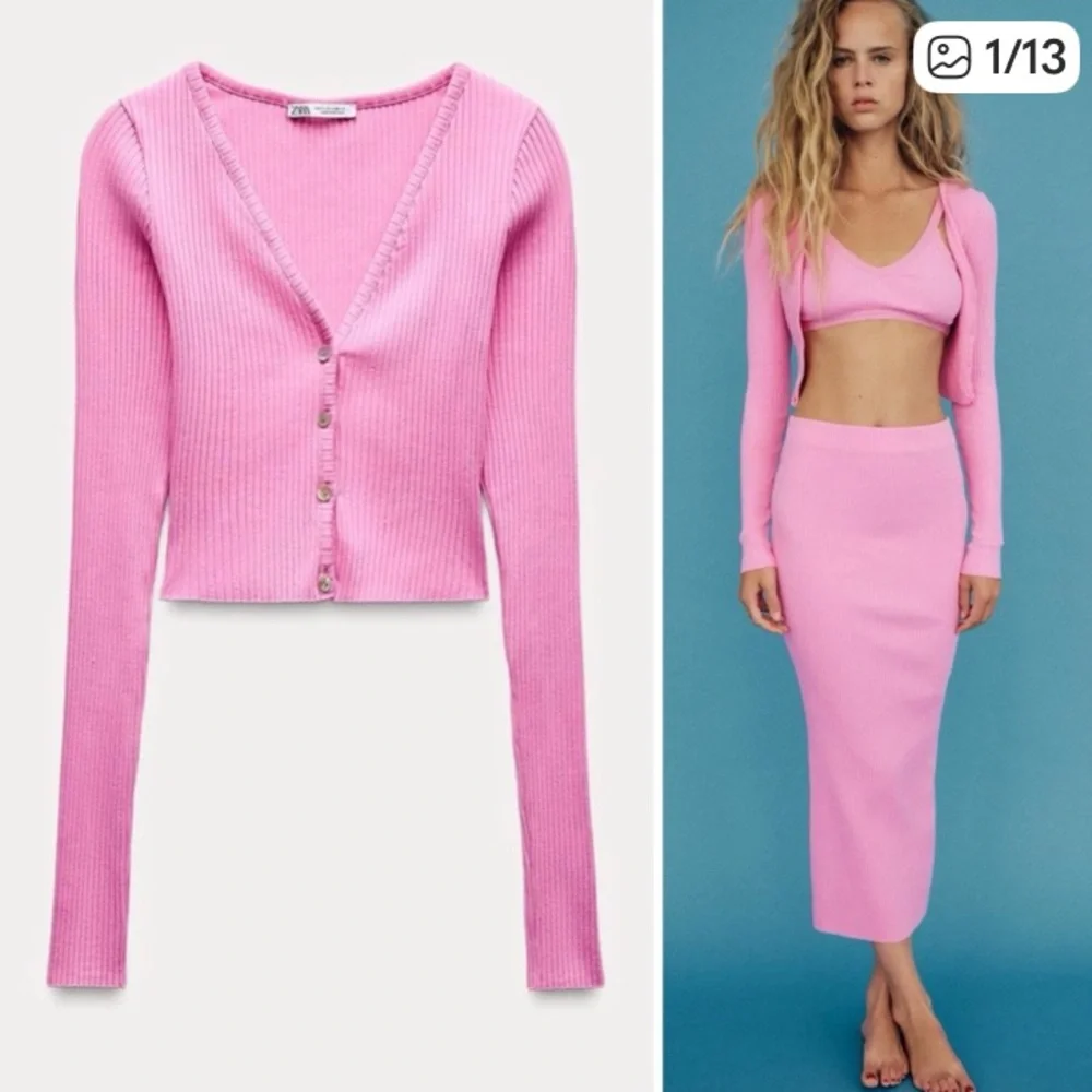 Zara rubbed pink top size S and cardigan M size sells as a set - Picture 1 of 16